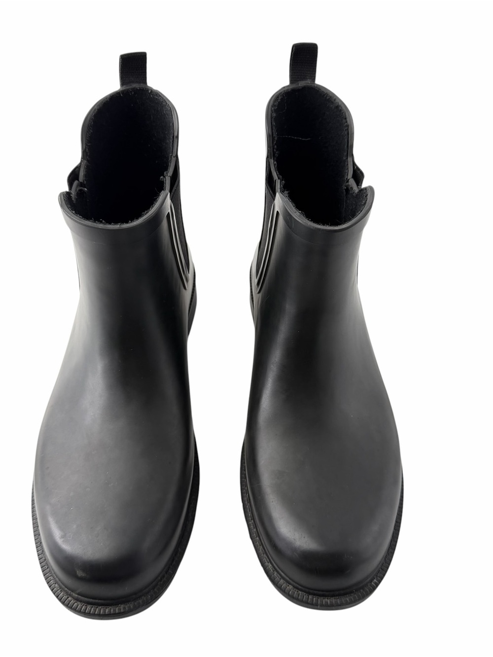 Madewell Black Chelsea Rain Boots Black Elastic Side Panels Back Pull Tab Sz 11